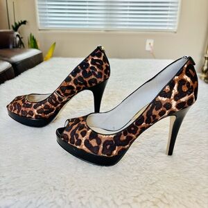 Michael Kors Dye Composed Cow Hair Calf Leather Platform High Heels Shoes Sz 8 M